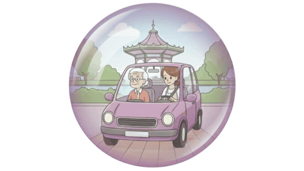 Illustration de 2 personnes dans une voiture.