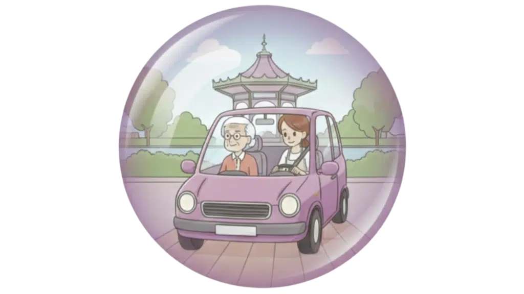 Illustration de 2 personnes dans une voiture.