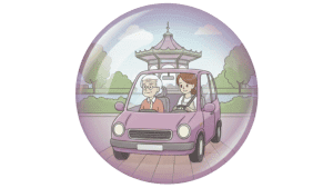 Illustration de 2 personnes dans une voiture.