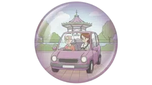 Illustration de 2 personnes dans une voiture.