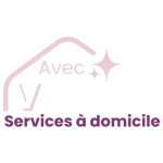 Logo version blanche de l'agence de services à domicile à Valence, Avec Violette.